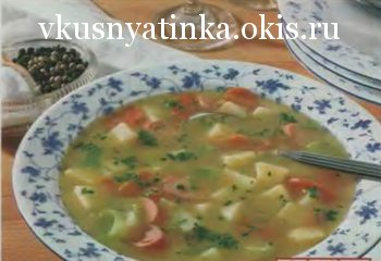 Суп картофельный с сосисками